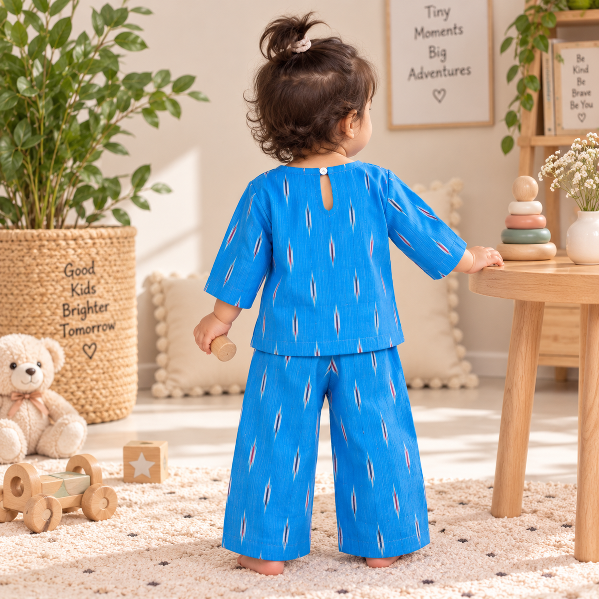 Bright Cobalt Ikat Toddler Lounge Set – 2-Piece Relaxed Outfit