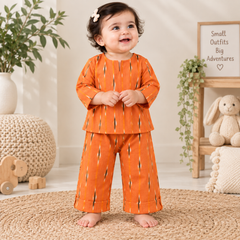 Rust Orange Ikat Toddler Lounge Set – 2-Piece Relaxed Co-ord