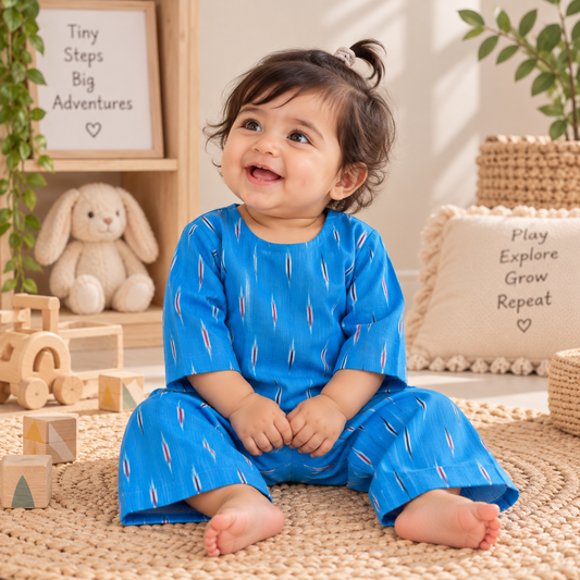 Bright Cobalt Ikat Toddler Lounge Set – 2-Piece Relaxed Outfit