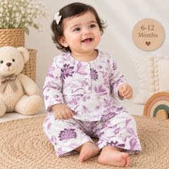 Lavender Floral Bloom Toddler Lounge Set – 2-Piece Cotton Co-ord