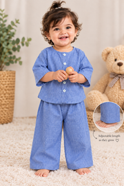 Cornflower Blue Toddler Lounge Set – 2-Piece Linen-Look Co-ord