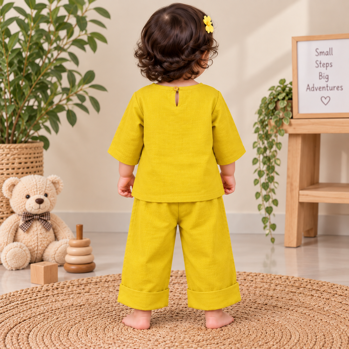 Mustard yellow Breeze Toddler Lounge Set – 2-Piece Solid Cotton Co-ord