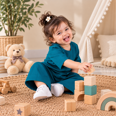 Teal Breeze Toddler Lounge Set – 2-Piece Solid Cotton Co-ord