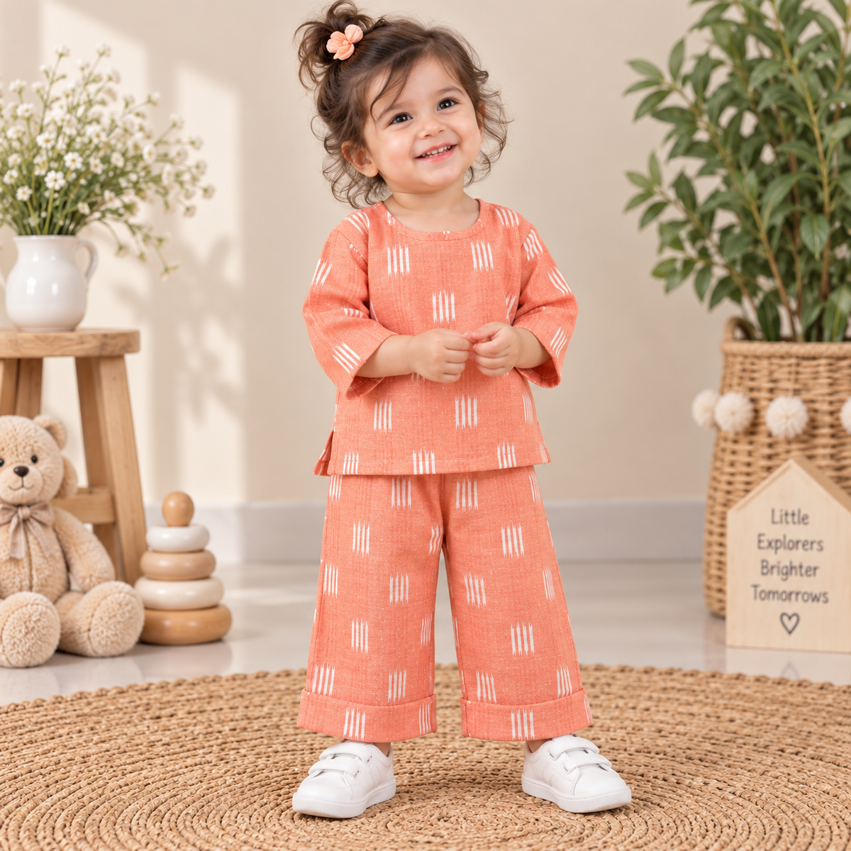 Orange Ikat Toddler Lounge Set – 2-Piece Relaxed Co-ord
