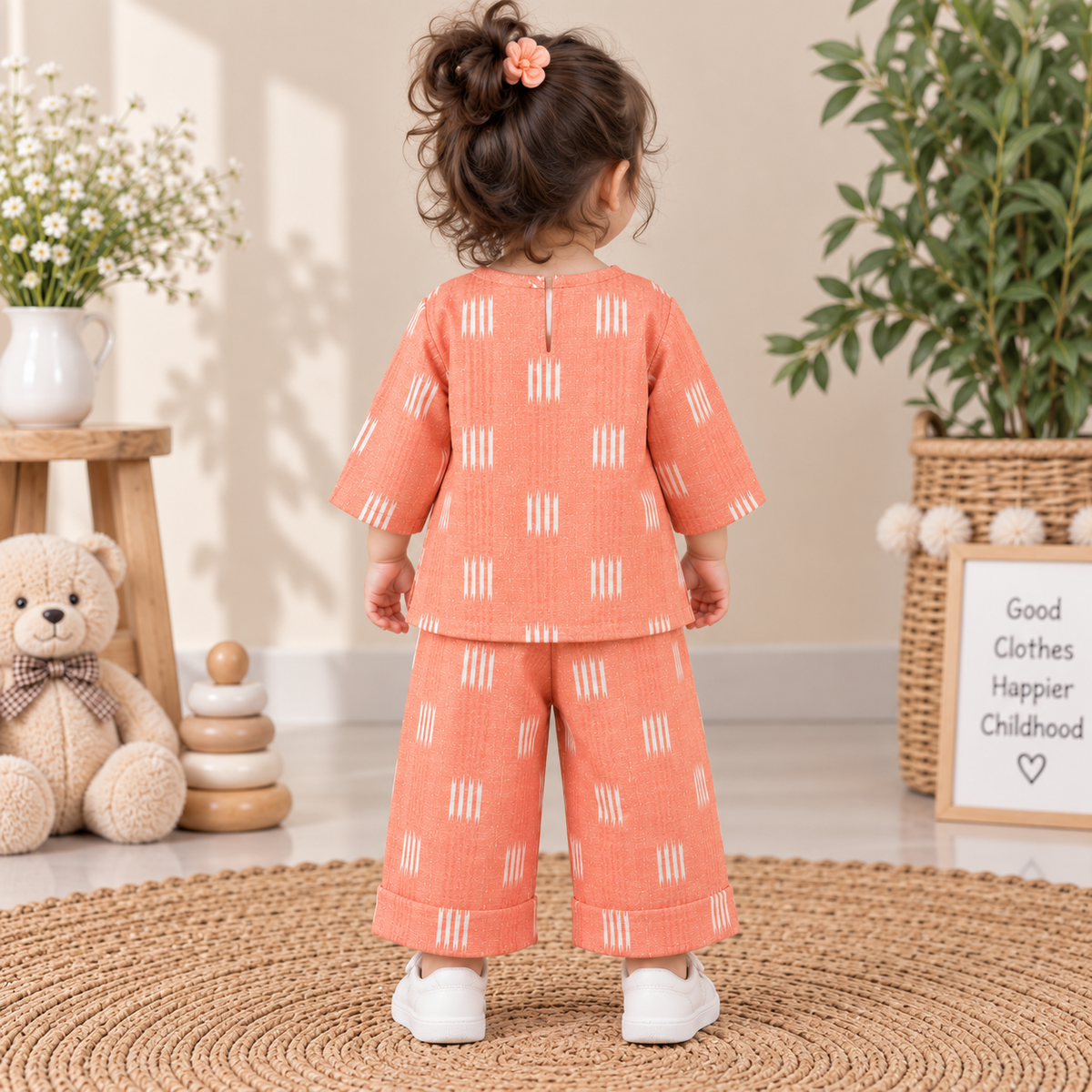 Orange Ikat Toddler Lounge Set – 2-Piece Relaxed Co-ord