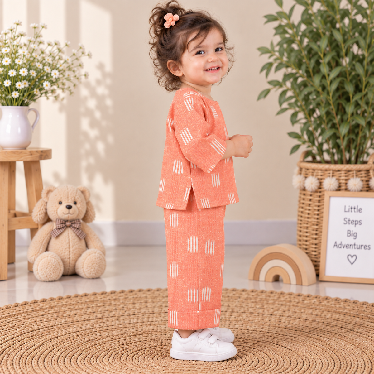 Orange Ikat Toddler Lounge Set – 2-Piece Relaxed Co-ord