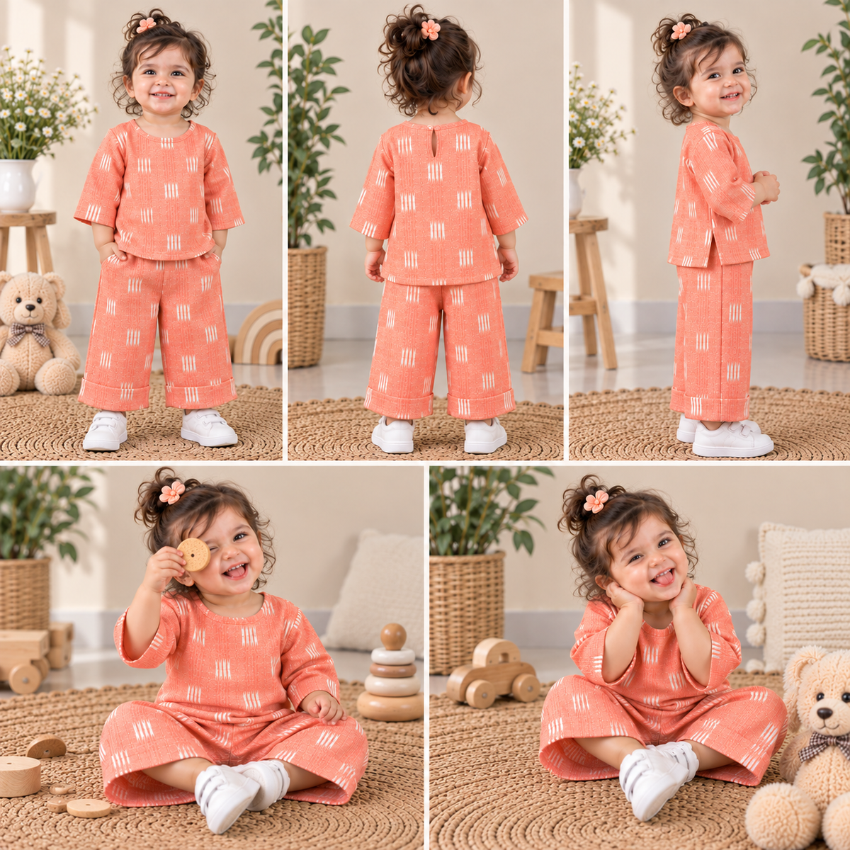 Orange Ikat Toddler Lounge Set – 2-Piece Relaxed Co-ord
