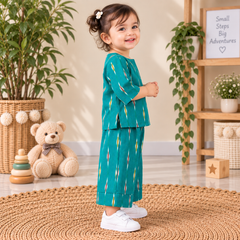 Emerald Teal Cotton Ikat Co-Ord Set