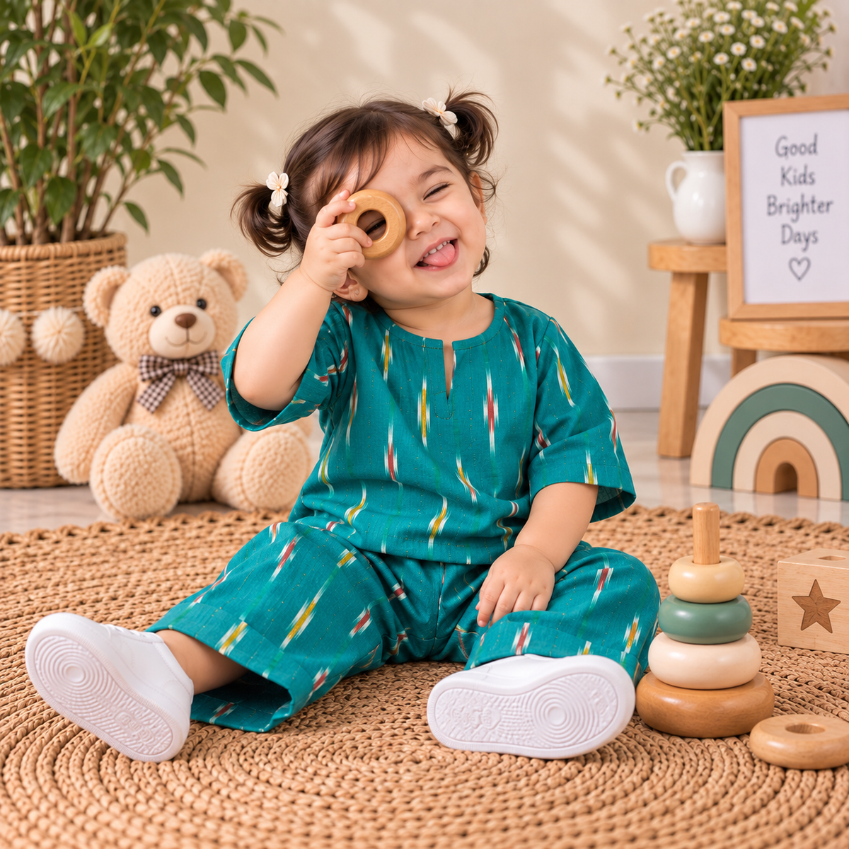 Emerald Ikat Toddler Lounge Set