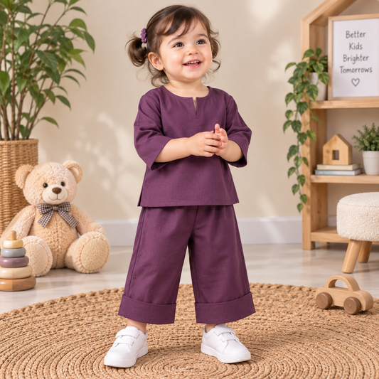Deep Plum Cotton Toddler Lounge Set