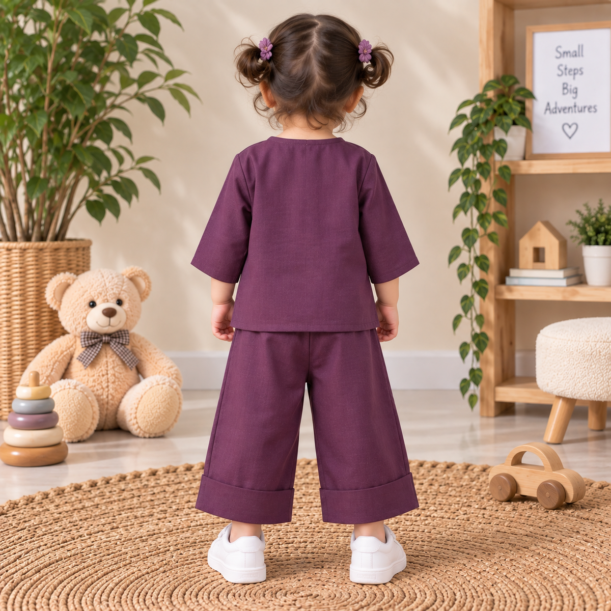 Deep Plum Cotton Toddler Lounge Set