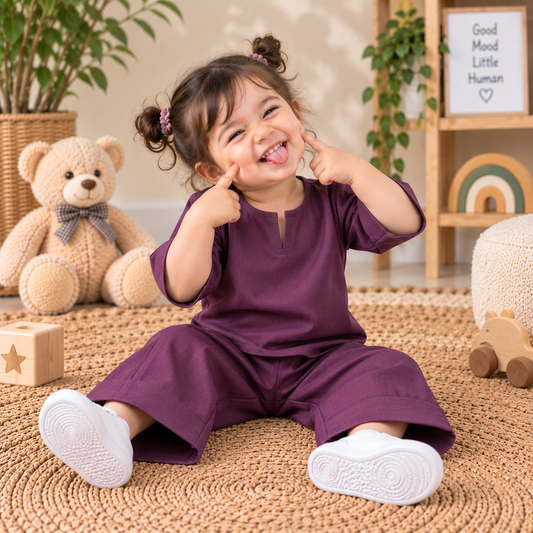 Deep Plum Cotton Toddler Lounge Set