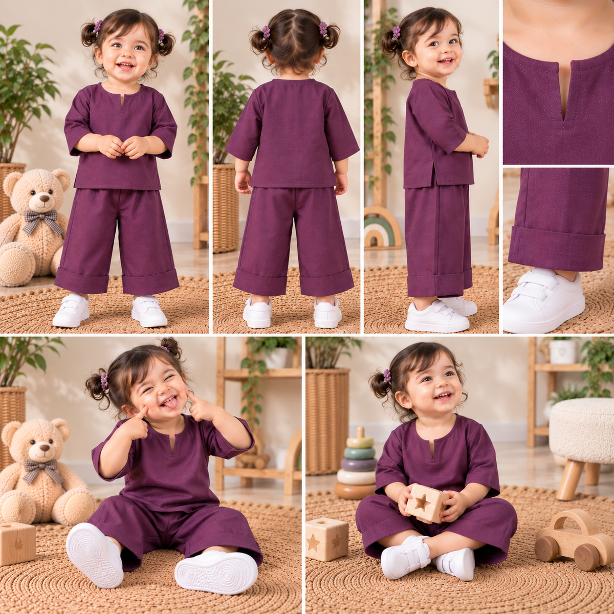 Deep Plum Cotton Toddler Lounge Set