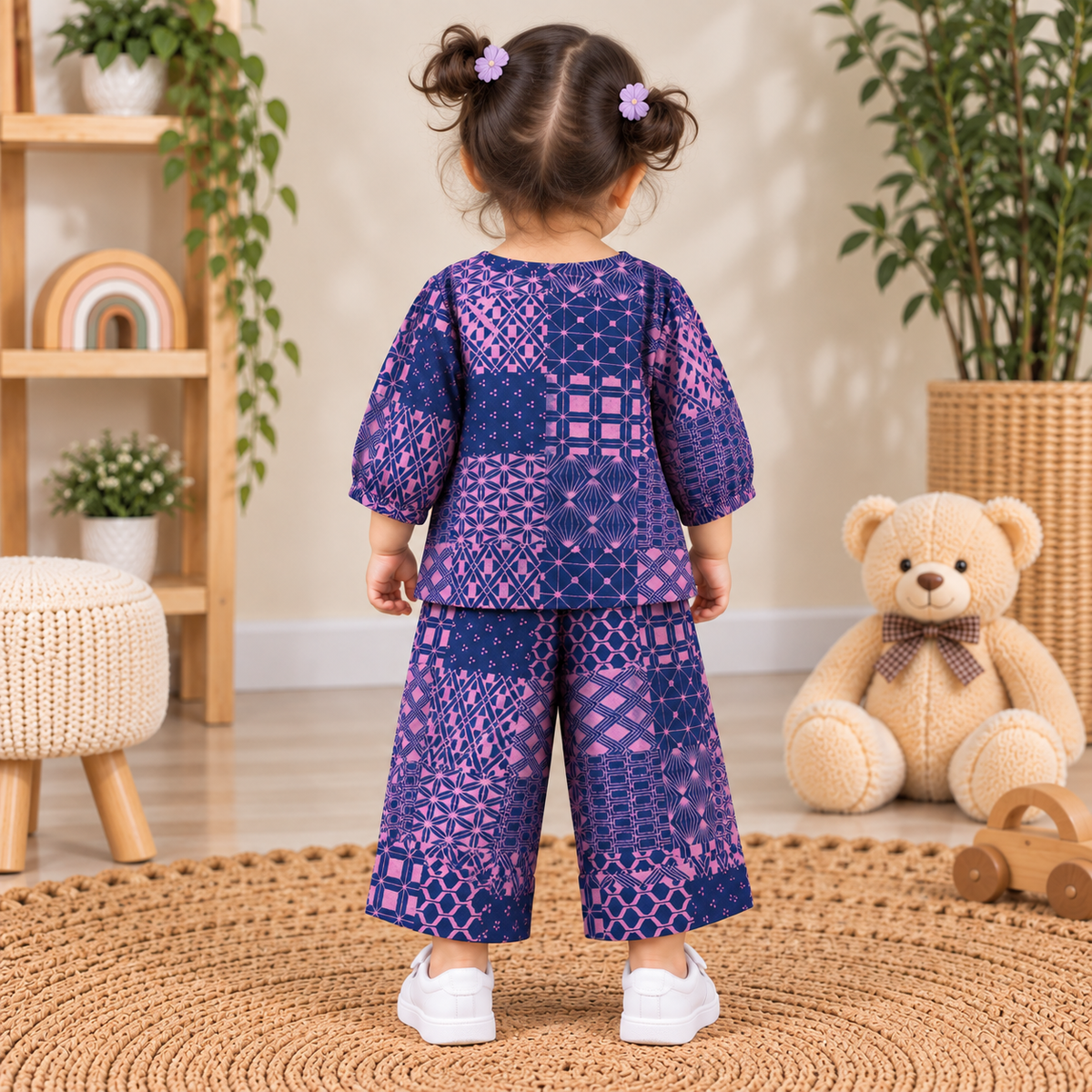 Indigo Mosaic Hand Block-Printed Co-ord Set (Top & Pants)