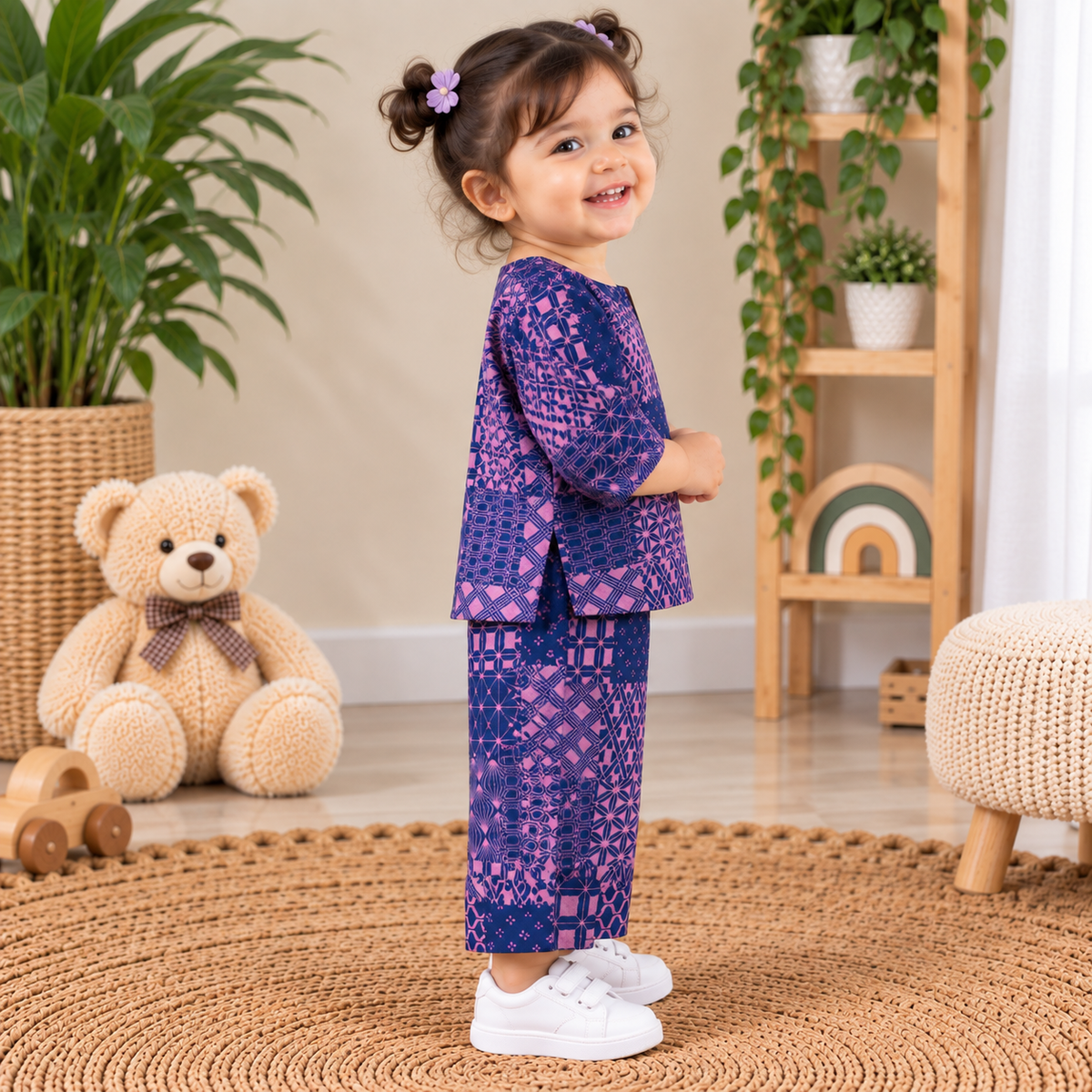 Indigo Mosaic Hand Block-Printed Co-ord Set (Top & Pants)