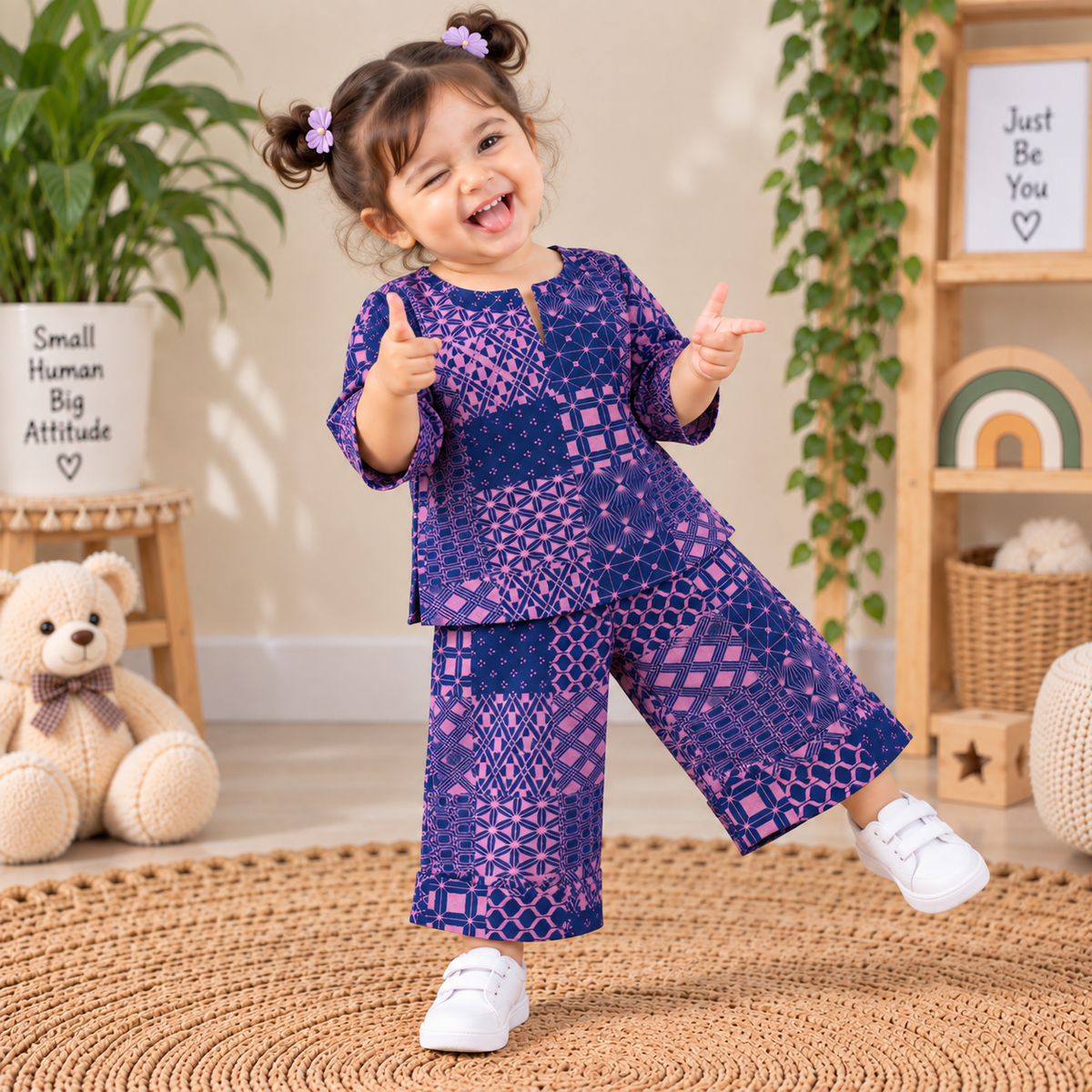 Indigo Mosaic Hand Block-Printed Co-ord Set (Top & Pants)