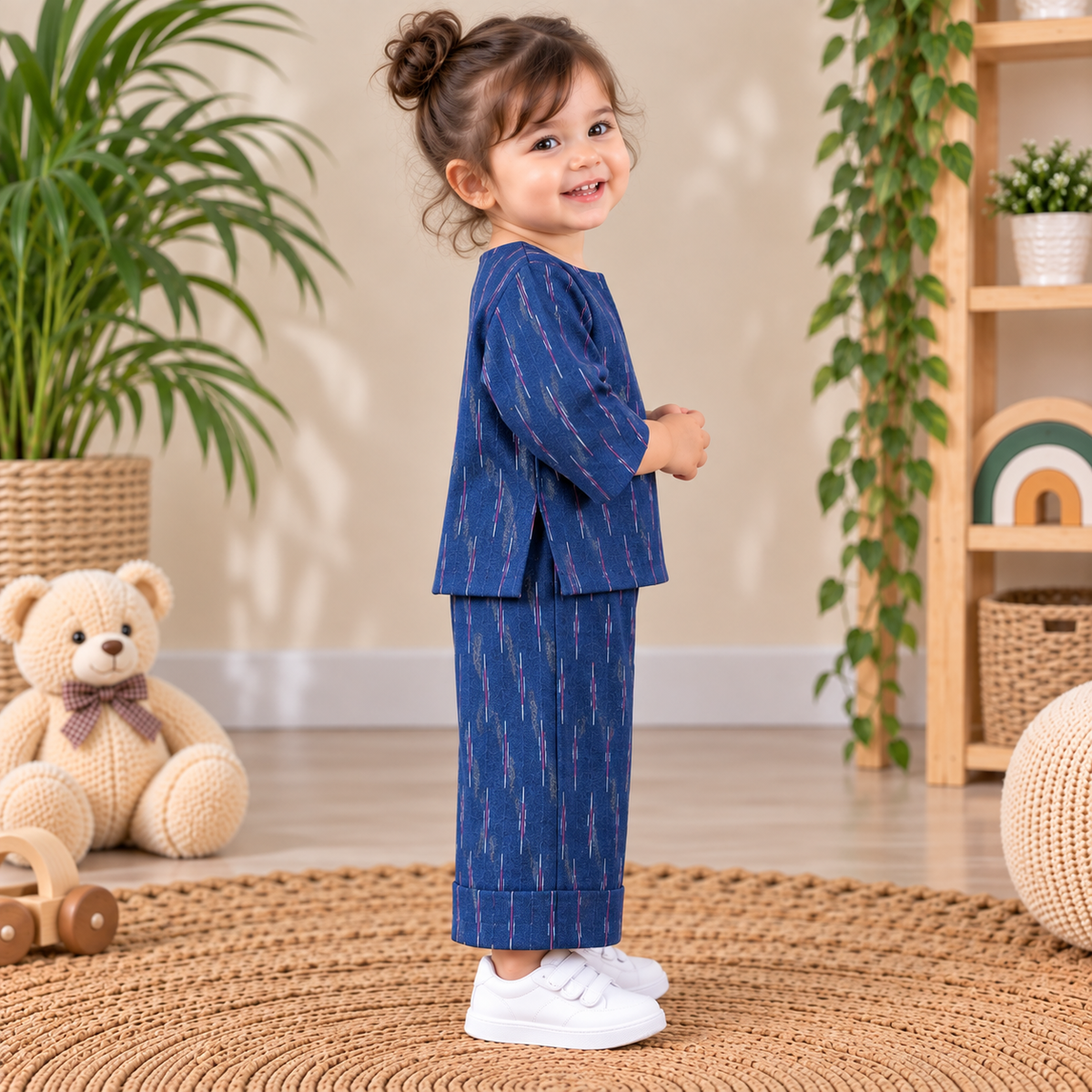 Indigo Blue Ikat Toddler Pure Cotton Co-ord