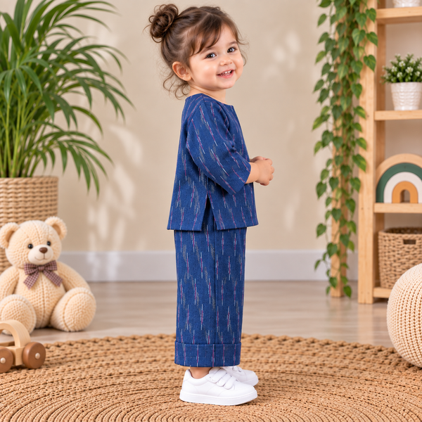 Deep Indigo Cotton Ikat Co-Ord Set