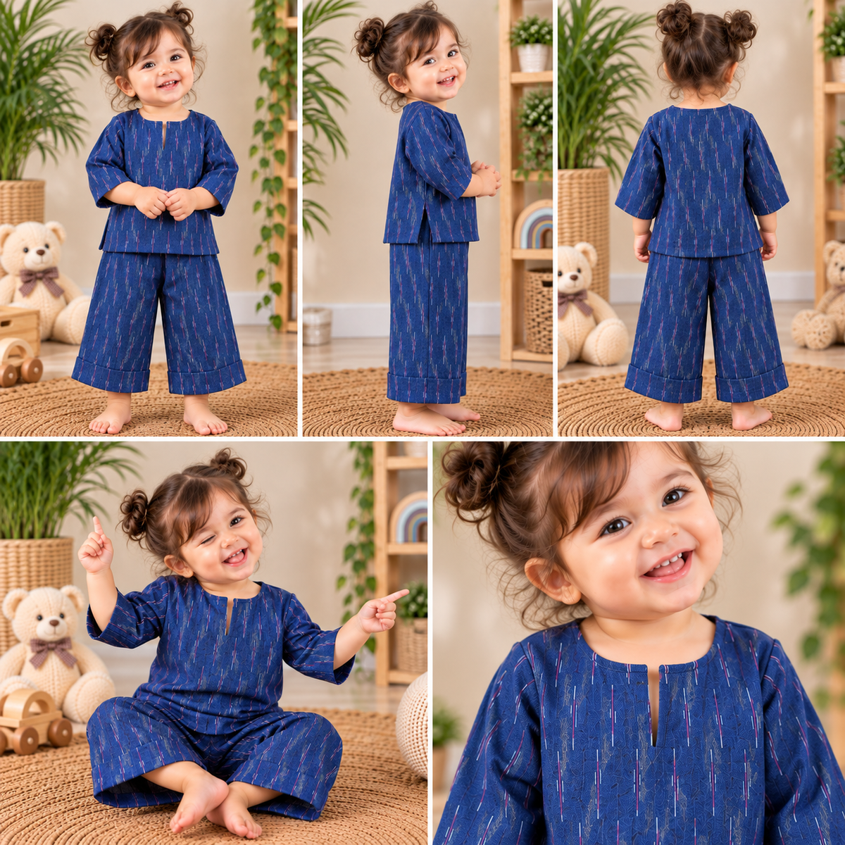 Indigo Blue Ikat Toddler Pure Cotton Co-ord