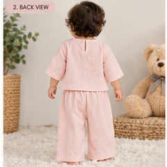 Pastel Blush Linen-Blend Toddler Lounge Set